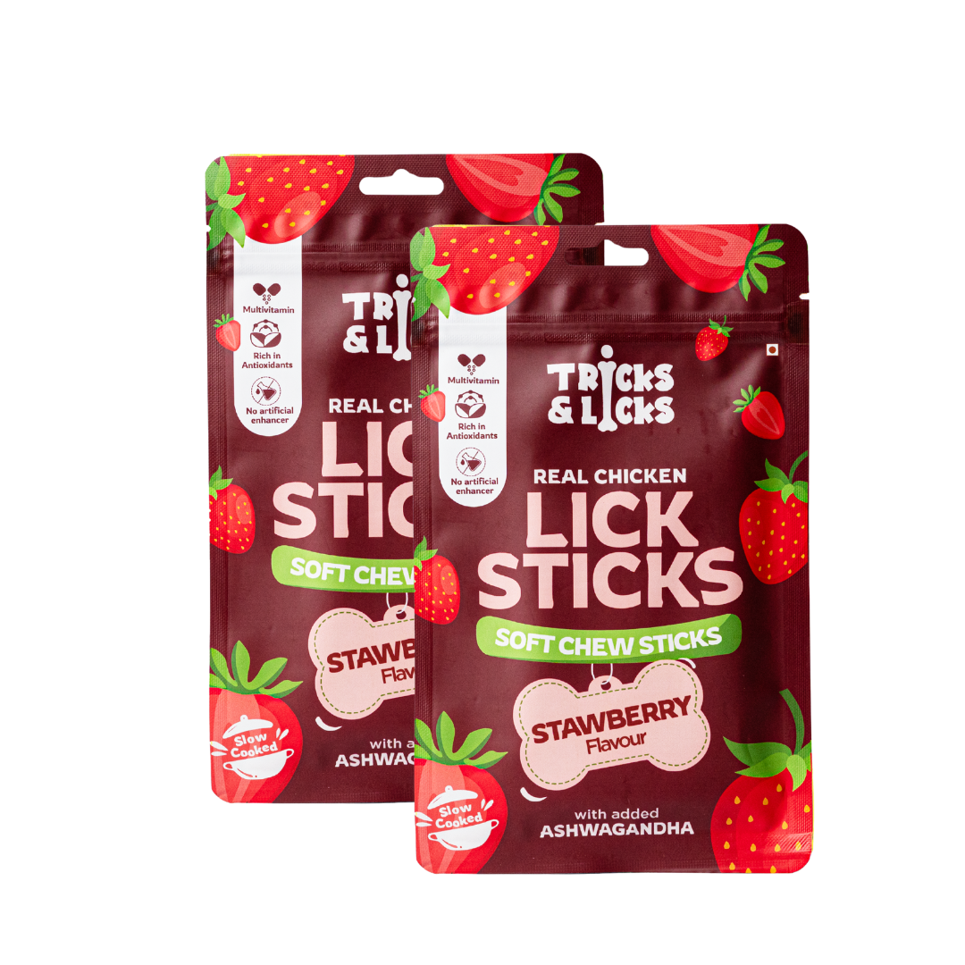 Lick Sticks Strawberry Soft & Chewy Dog Treats 70g
