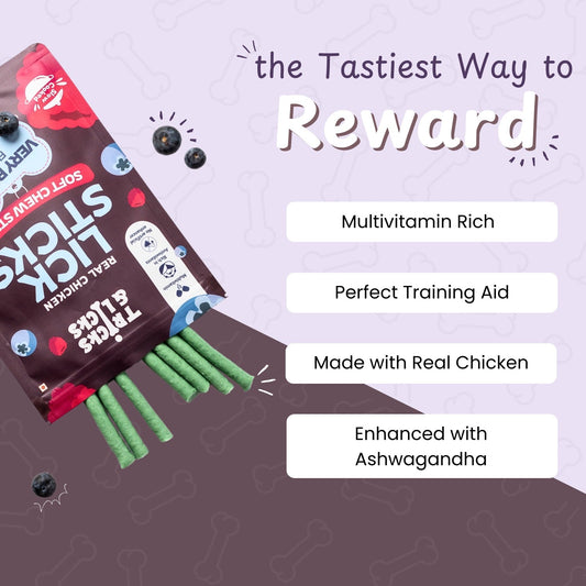 Lick Sticks Very Berry Soft & Chewy Dog Treats 70g